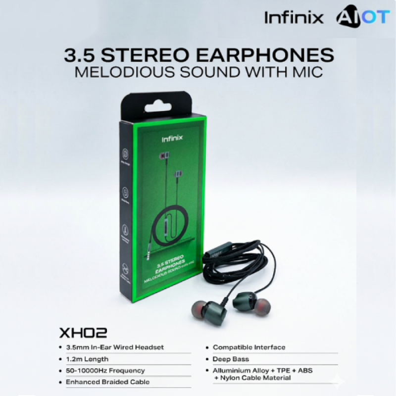 Infinix 3.5 STEREO Wired Earphones XH02 Price in Pakistan