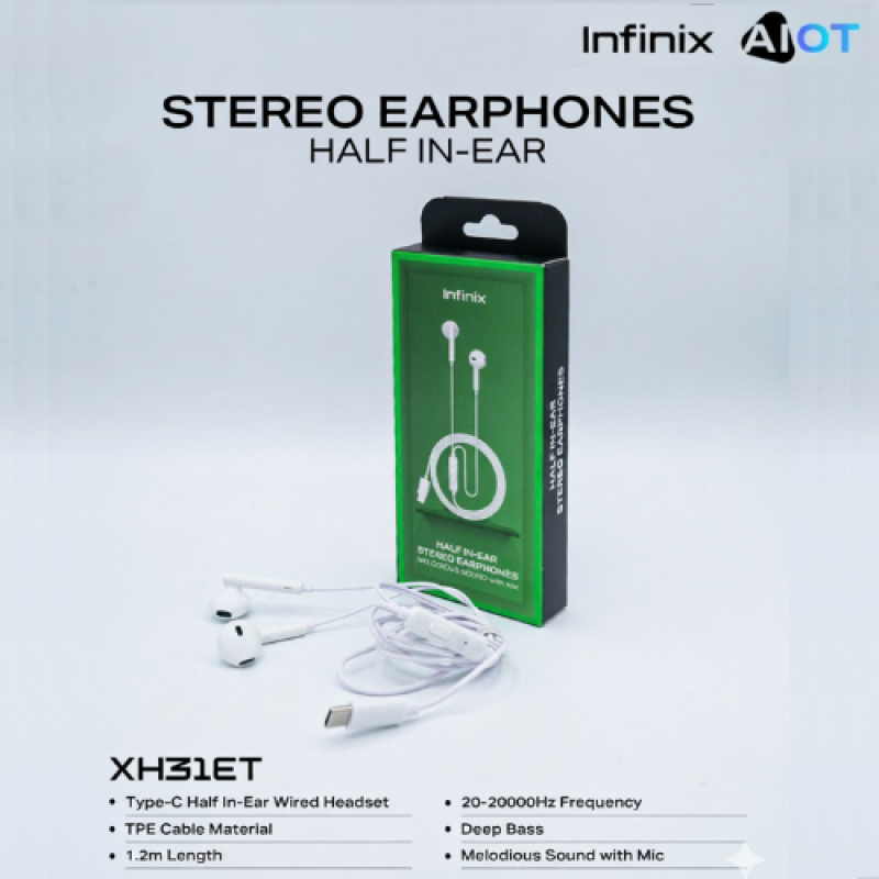 Infinix TYPE-C STEREO Wired Earphones XH31ET Price in Pakistan