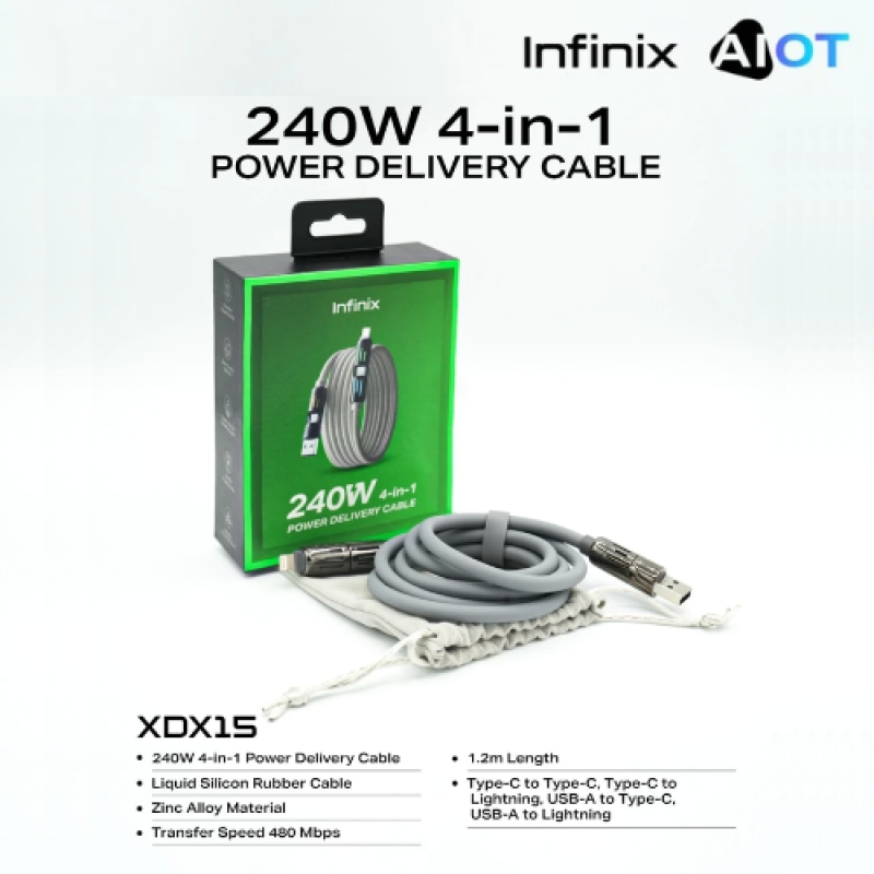 Infinix 4 in 1 240W Cable (XDX15) Price in Pakistan