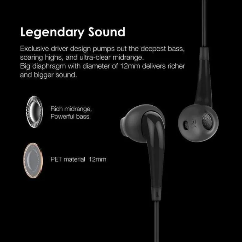 Oraimo Halo 2S Half In-Ear Wired Headphones Black (OEP-E21P) Price in Pakistan